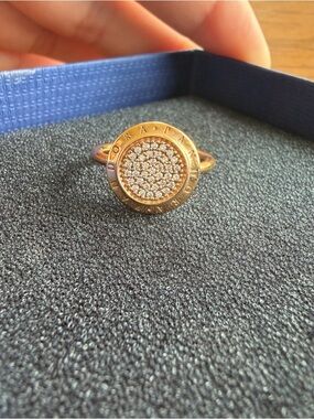 Authentic PANDORA SIGNATURE Silver ROSE GOLD Plated/Zirconia LOGO